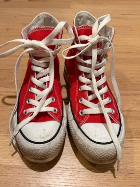 Converse Red High-Top Kids Sneakers with White Laces